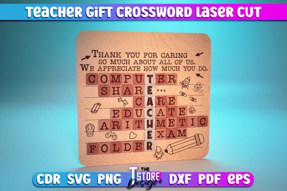 Teacher Gift Crossword SVG for Crafts & Graphics