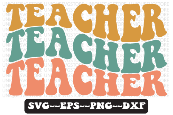Teacher Wavy Retro Svg Design: Graphics for Crafts
