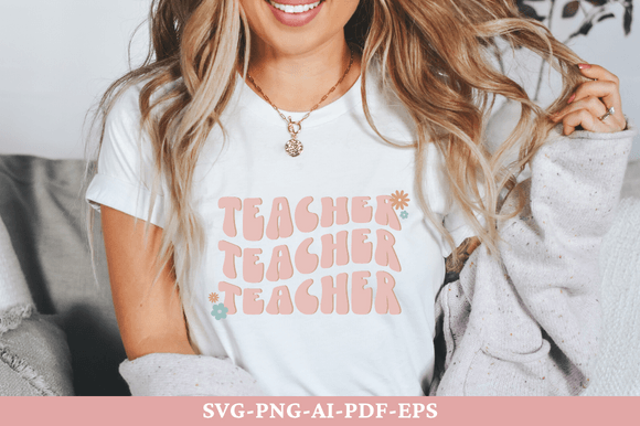 Teacher Wavy Text SVG: Graphics for Crafts
